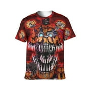 FNAF Five Nights at Freddy's Unisex Shirt Casual 3D Printed T-Shirts Short Sleeve Tops Tees for Men Women L